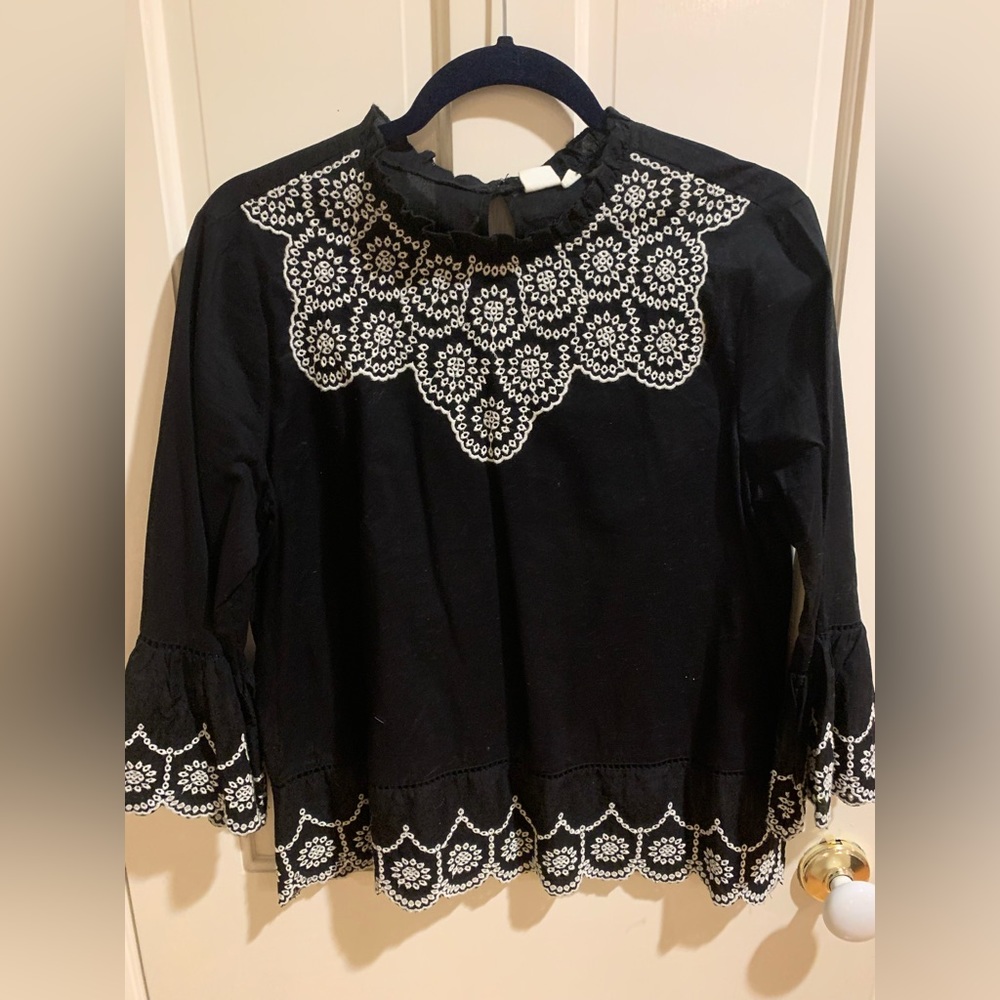 Black and white embroidered top